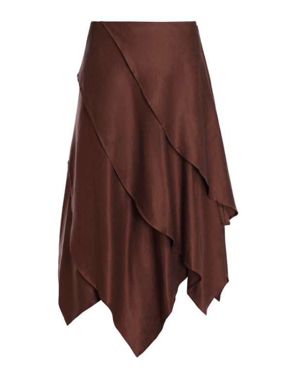 Bcbg Tiered Asymmetrical Skirt Chocolate - Image 7