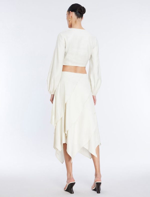 Bcbg Tiered Asymmetrical Skirt Gardenia - Image 4