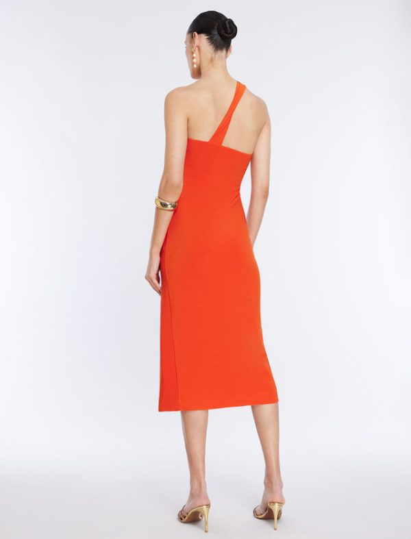 Bcbg Matilda One Shoulder Midi Dress Pumpkin - Image 4