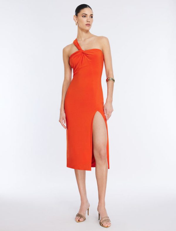 Bcbg Matilda One Shoulder Midi Dress Pumpkin - Image 6