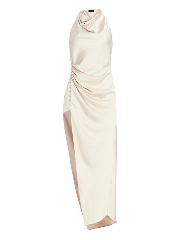 Bcbg Keziah Draped Halter Gown Champagne - Image 7