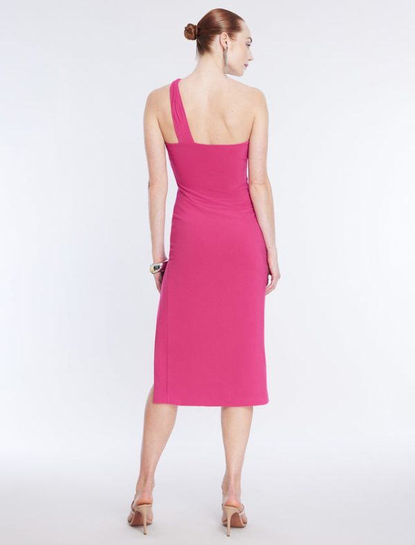 Bcbg Matilda One Shoulder Midi Dress Bright Rose - Image 4