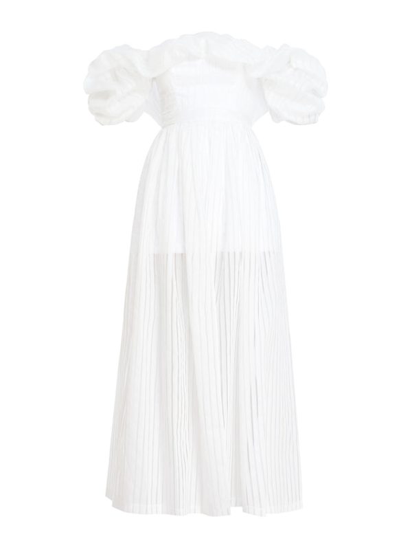 Bcbg Maisie Off Shoulder Gown Gardenia - Image 7