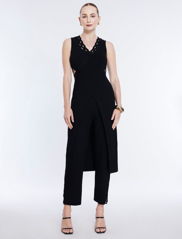 Bcbg Long Knit Tunic Top Black - Image 2