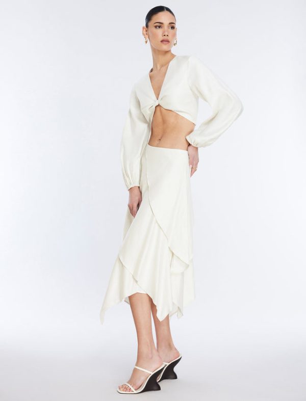 Bcbg Twist Front Crop Top Gardenia - Image 3