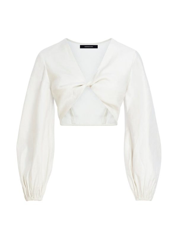 Bcbg Twist Front Crop Top Gardenia - Image 7