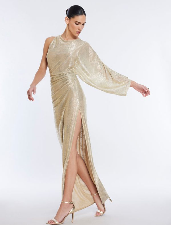 Bcbg Ilona Metallic Evening Gown Gold - Image 3