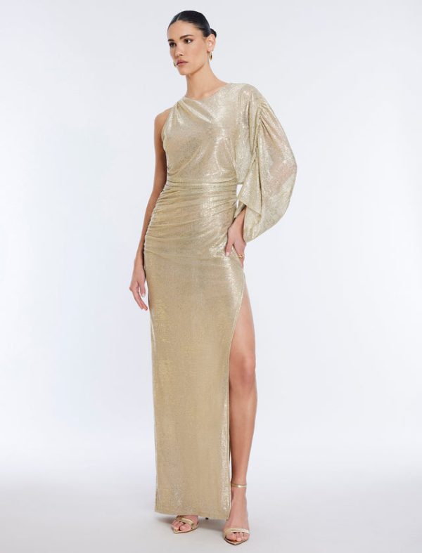 Bcbg Ilona Metallic Evening Gown Gold - Image 5