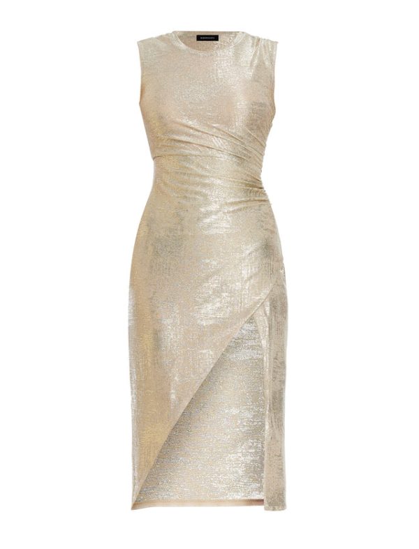 Bcbg Ilaria Sleeveless Metallic Midi Dress Gold - Image 7