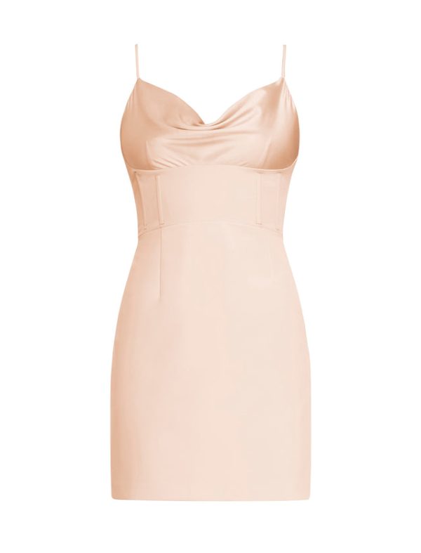 Bcbg Evianna Cowl Neck Mini Dress Blush - Image 7