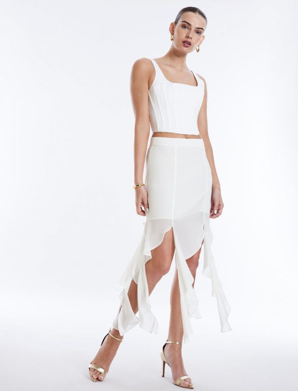 Bcbg Cascading Ruffle Skirt Gardenia - Image 5