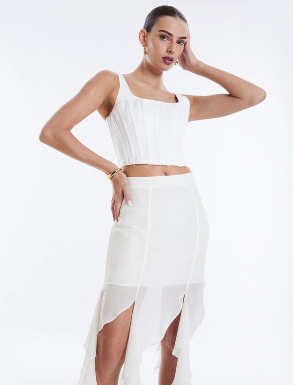 Bcbg Cascading Ruffle Skirt Gardenia - Image 6