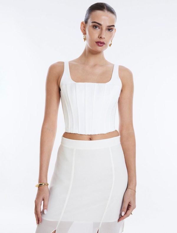 Bcbg Sleeveless Corset Top Gardenia