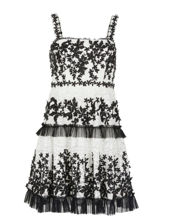 BCBG CHARLIS EMBROIDERED RUFFLE MINI DRESS - Image 5