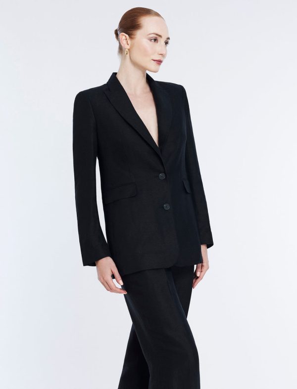 Bcbg Linen Blazer Black