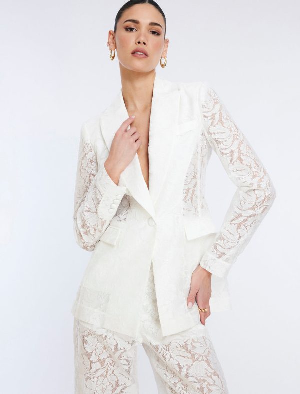 Bcbg Rialla Lace Blazer Gardenia