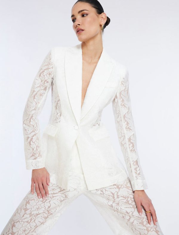 Bcbg Rialla Lace Blazer Gardenia - Image 5