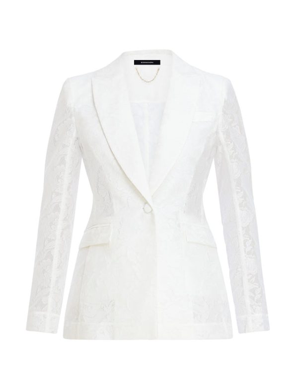 Bcbg Rialla Lace Blazer Gardenia - Image 7