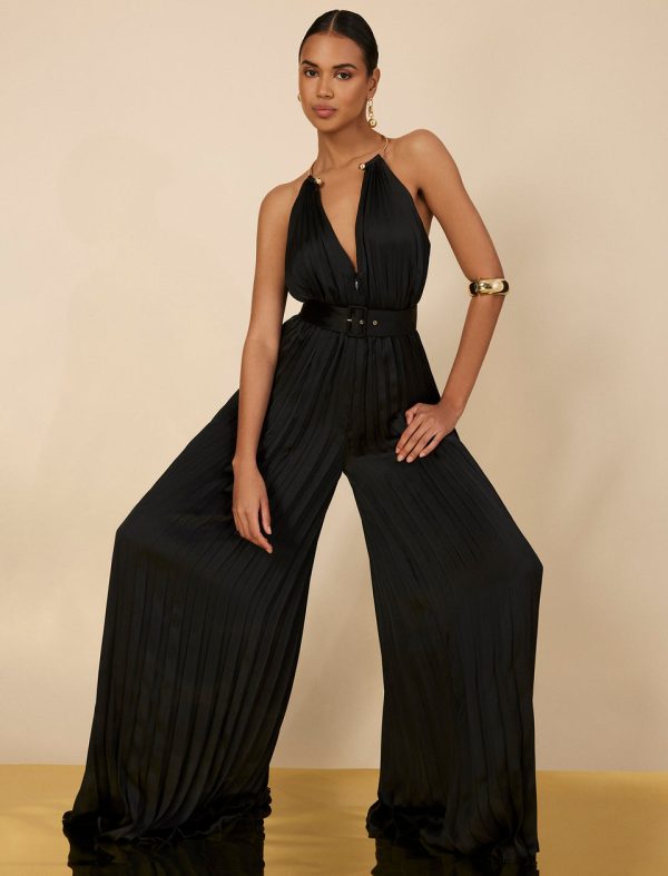 Bcbg Libby Wide Leg Belted Jumpsuit