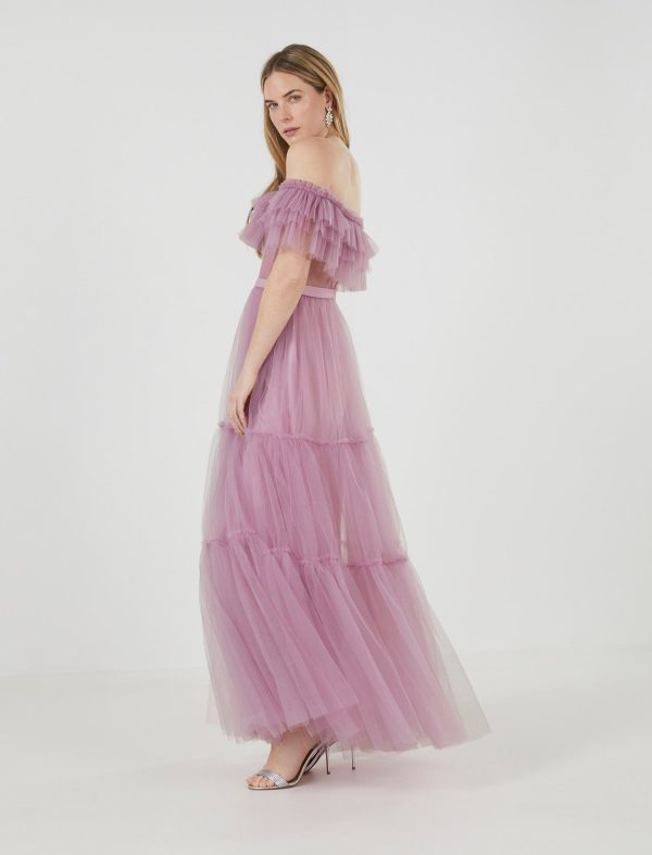 BCBG CHARMANTE OFF-THE-SHOULDER GOWN - LAVENDER HERB - Image 3