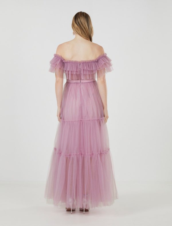 BCBG CHARMANTE OFF-THE-SHOULDER GOWN - LAVENDER HERB - Image 4