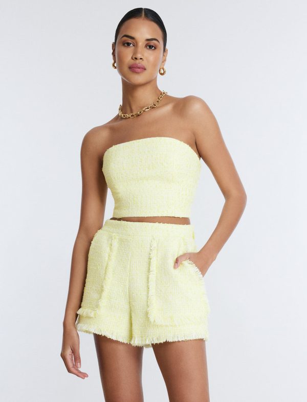 Bcbg Strapless Boucle Crop Top