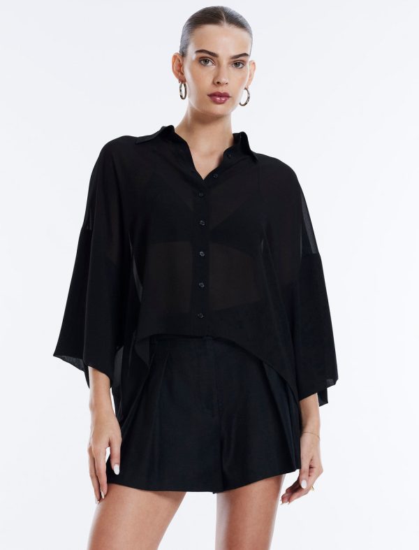 Bcbg Button-Up Batwing Top