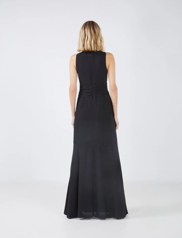 BCBG CHLOE TIE-FRONT FRINGE EVENING DRESS - BLACK - Image 4