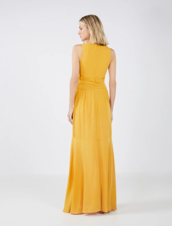 BCBG CHLOE TIE-FRONT FRINGE EVENING DRESS - GOLDEN GLOW - Image 3