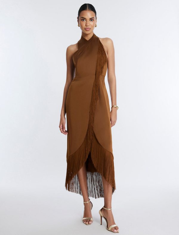 Bcbg Arla Halter Fringe Dress