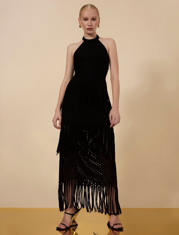 Bcbg Maci Lace Fringe Midi Dress