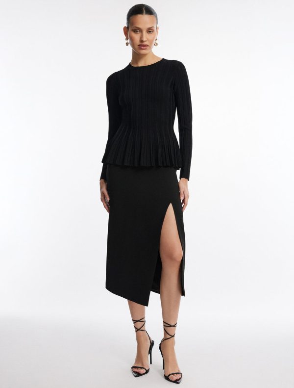 Bcbg Long Sleeve Rib Peplum Knit Top - Image 2