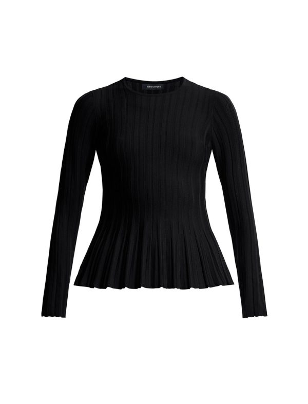 Bcbg Long Sleeve Rib Peplum Knit Top - Image 8