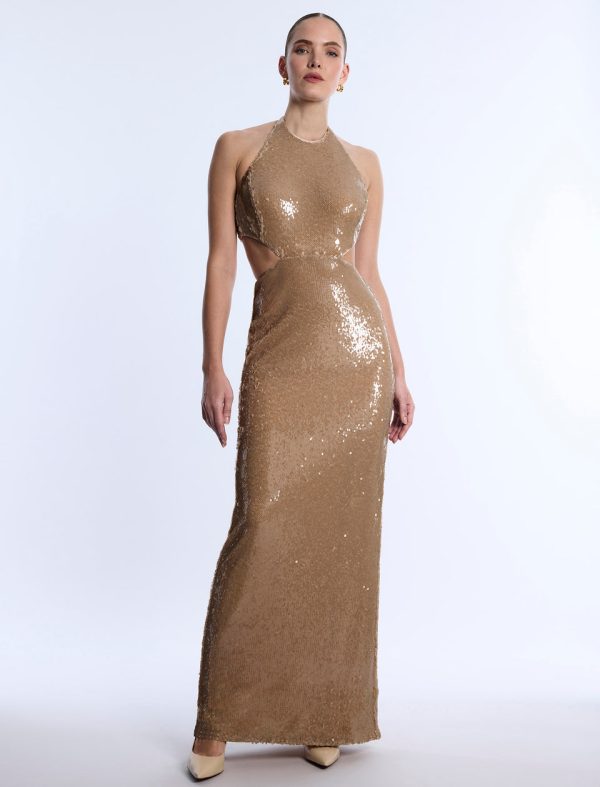 Bcbg 2025 Sequin Cutout Halter Gown - Image 4