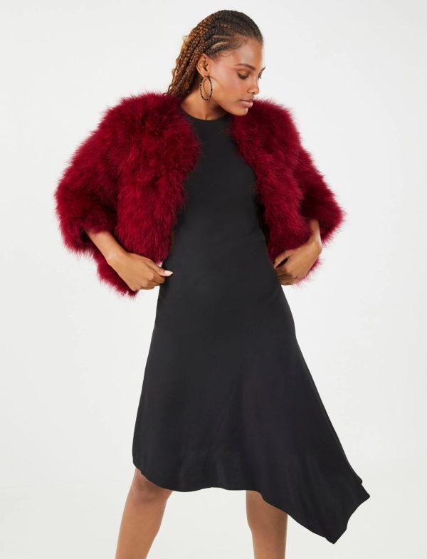 BCBG CLASSIC FEATHER SHRUG - RHUBARB - Image 2