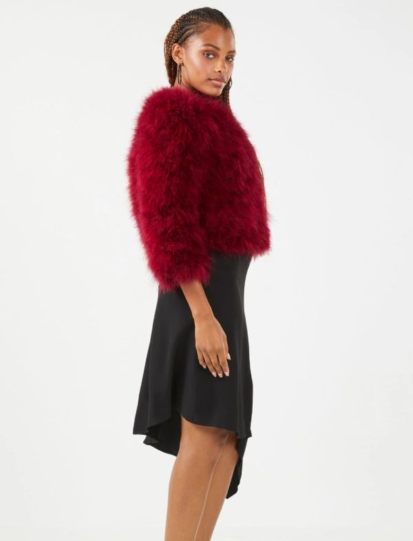 BCBG CLASSIC FEATHER SHRUG - RHUBARB - Image 3