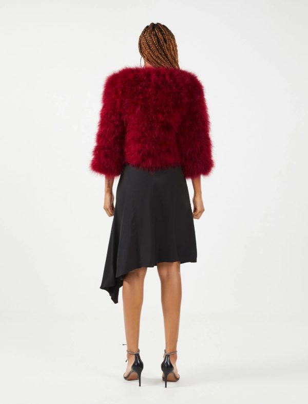 BCBG CLASSIC FEATHER SHRUG - RHUBARB - Image 4