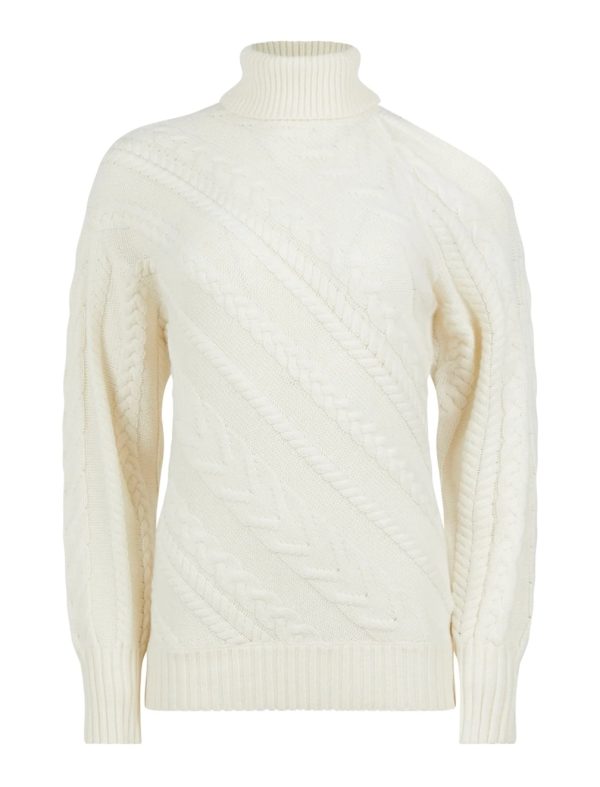 BCBG COLD SHOULDER CABLE KNIT SWEATER - GARDENIA - Image 5