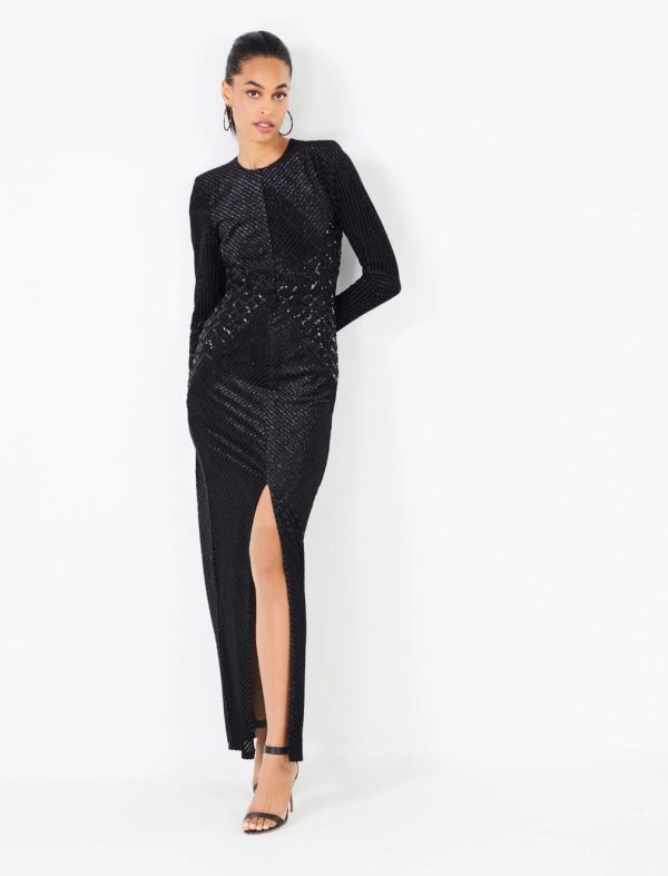 BCBG COLETTA SPARKLE EVENING GOWN - BLACK