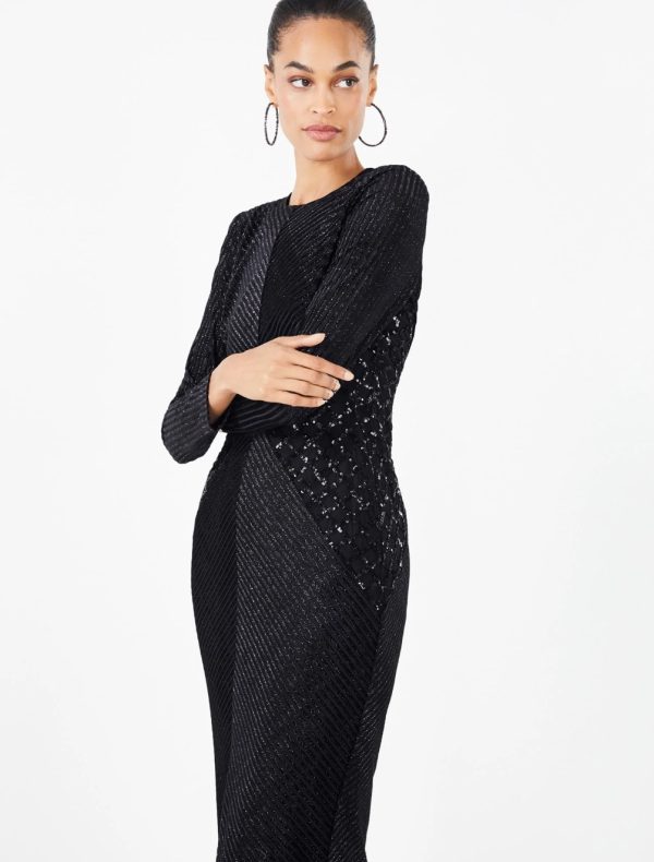 BCBG COLETTA SPARKLE EVENING GOWN - BLACK - Image 2