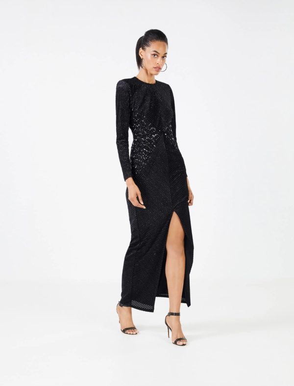 BCBG COLETTA SPARKLE EVENING GOWN - BLACK - Image 3