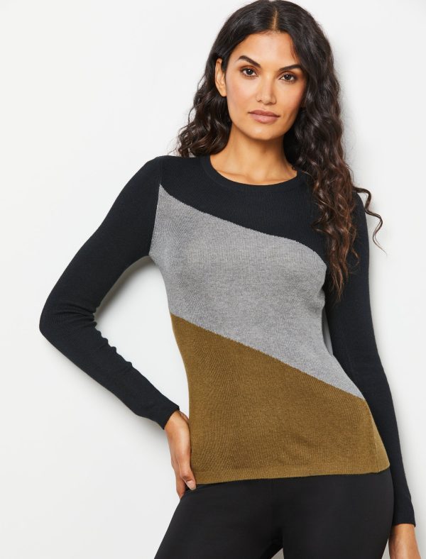 Bcbg Colorblock Crew Neck Sweater