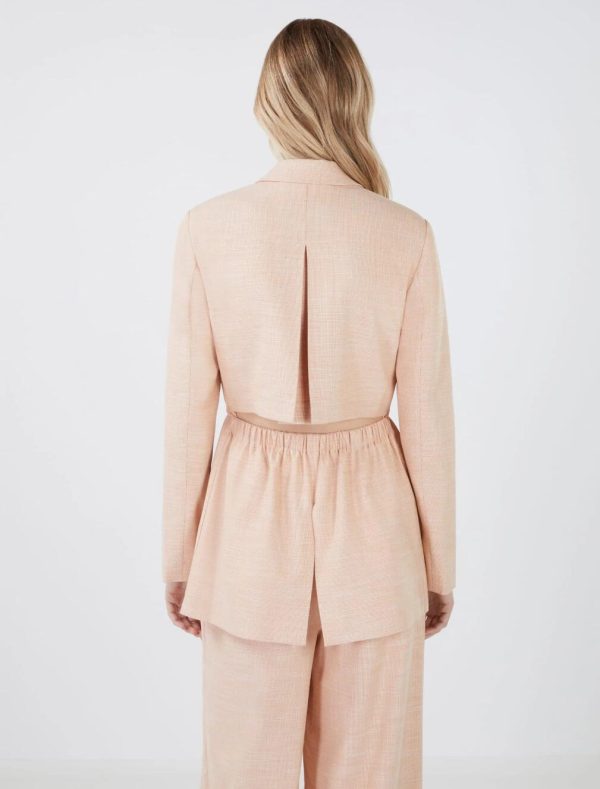 BCBG ALESSI BACK CUTOUT SUIT JACKET - RAW SIENNA COMBO - Image 4