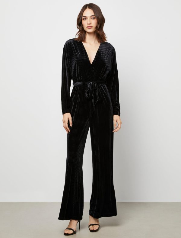 Bcbg Cora Long Sleeve Velvet Jumpsuit