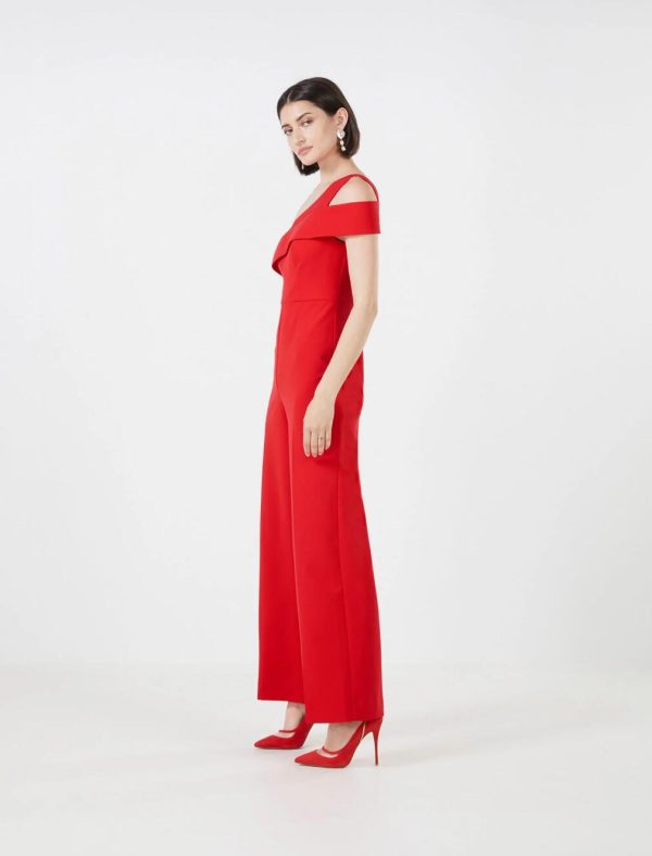 BCBG CORALINE COLD SHOULDER JUMPSUIT - ROSSO - Image 2