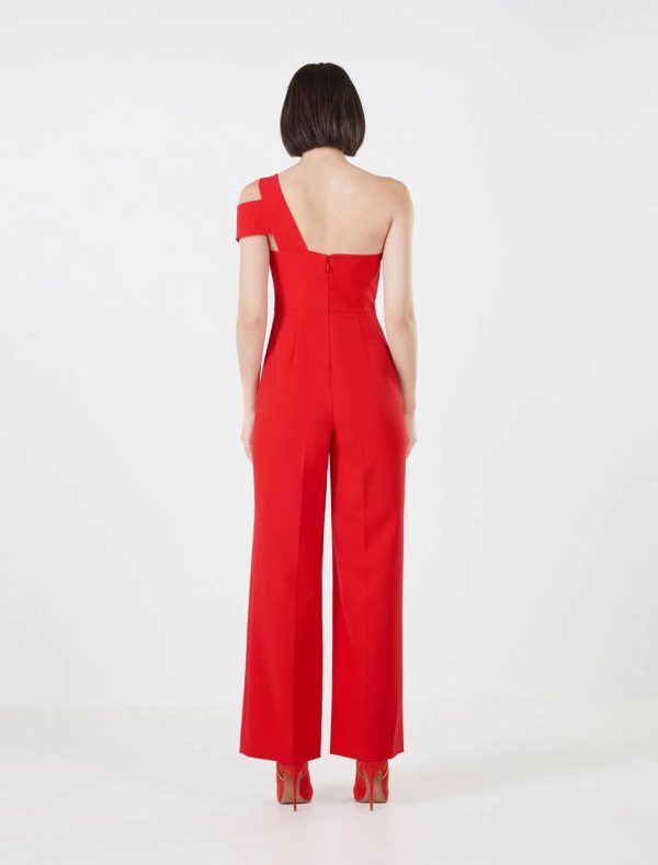 BCBG CORALINE COLD SHOULDER JUMPSUIT - ROSSO - Image 3