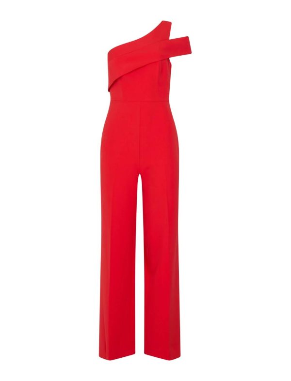 BCBG CORALINE COLD SHOULDER JUMPSUIT - ROSSO - Image 5