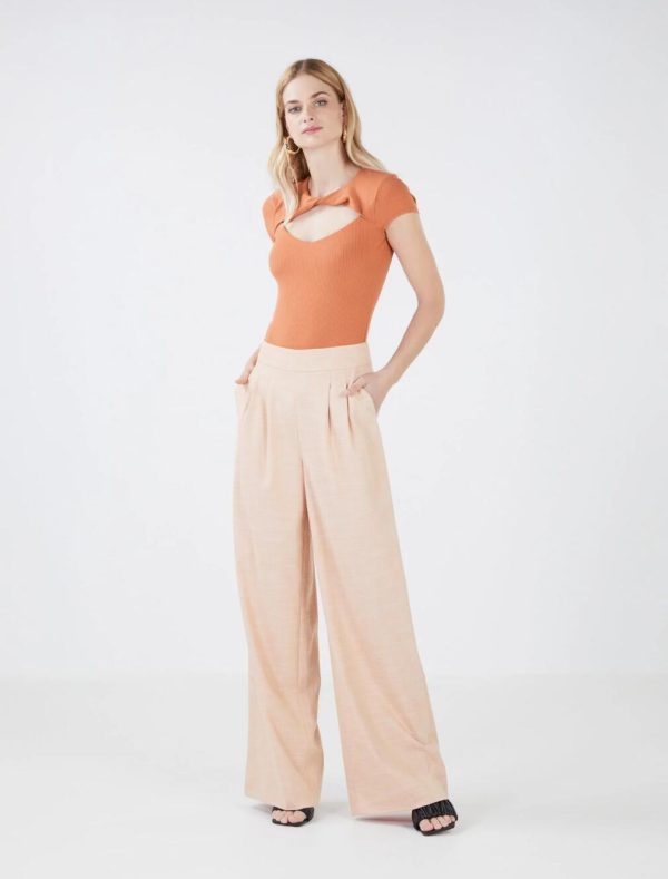 BCBG ALESSI WIDE-LEG PANT - RAW SIENNA