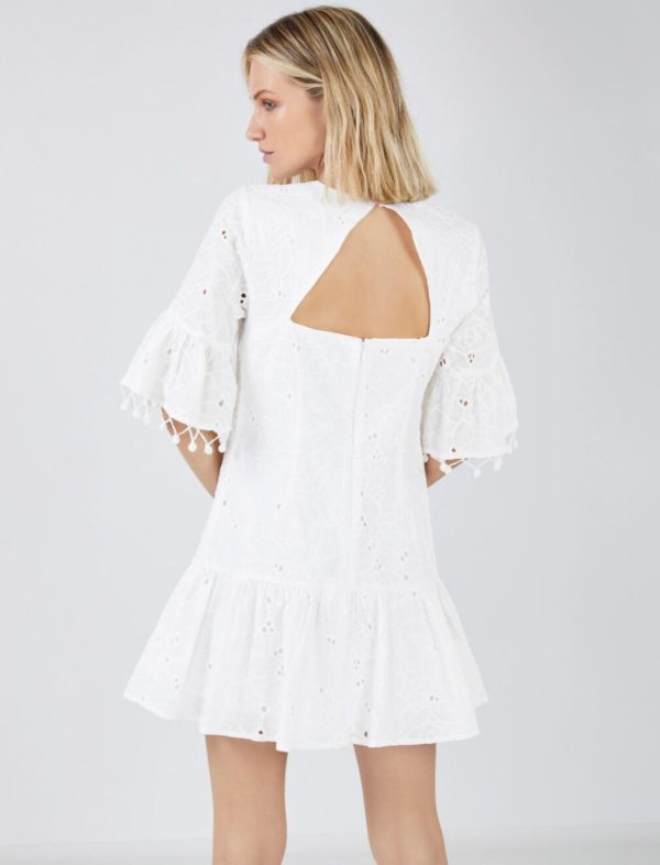 BCBG COSETTE EYELET DRESS - OFF WHITE - Image 4