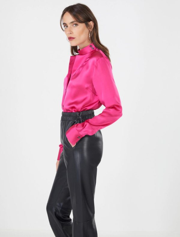 BCBG COSETTO SILK SHIRT - PINK PEACOCK - Image 3